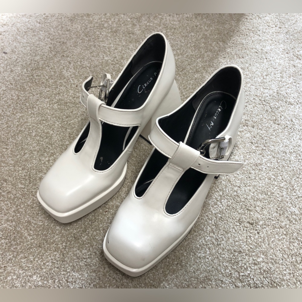 Circus.ny white platform Mary Jane block heels